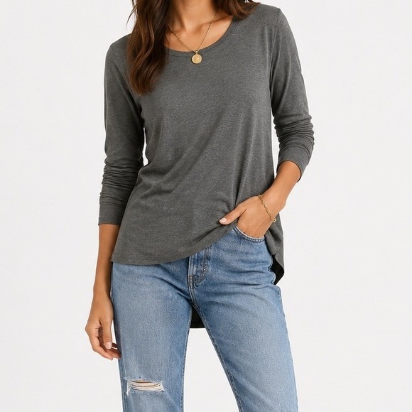 Lulus Tops - Lulus Charcoal Gray Long Sleeve Tee Shirt Soft Knit Casual Basic Top Size M NWT